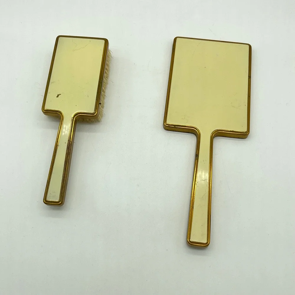 Vintage‎ Vanity Set Brush and Mirror Gold Tone Elegant Dressing Table Decor